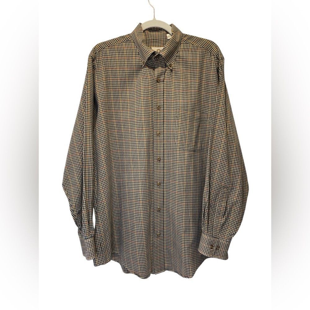 Men's Checkered Button Down Shirt - Black and Tan